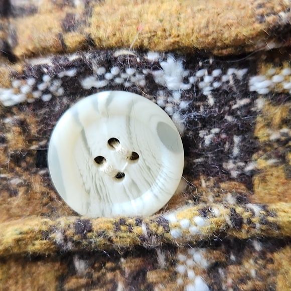 Ellison Mustard Brushed Plaid Utility Jacket L NWOT - Picture 3 of 7